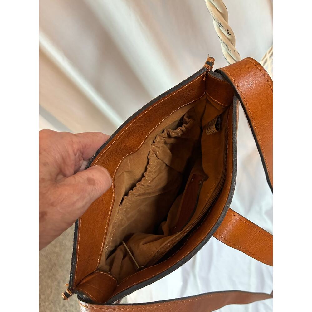 Patricia Nash Bag Brown Leather Floral Burnished Tooled Venezia Crossbody - Picture 13 of 15